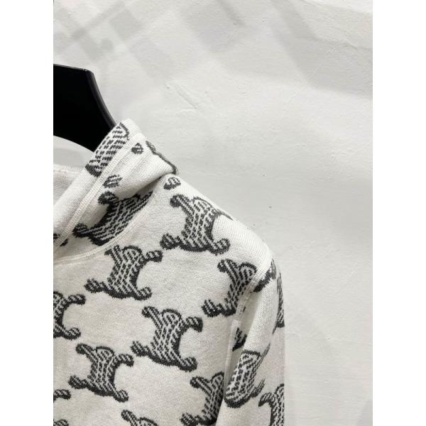 2025秋冬新作 ピュアホワイト セリーヌ ミニマル ジップアップ パーカー CELINE スーパーコピー