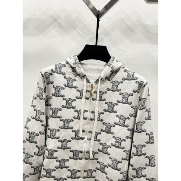 2025秋冬新作 ピュアホワイト セリーヌ ミニマル ジップアップ パーカー CELINE スーパーコピー