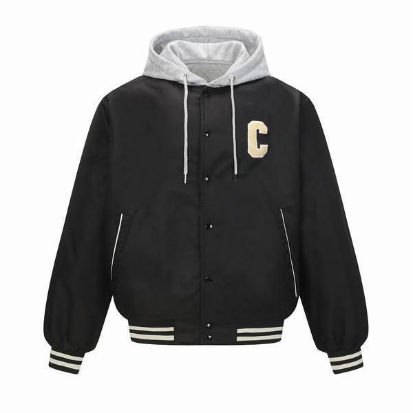 セリーヌ CELINE 偽物 2025秋冬新作 ブラック×グレー ストリートスタイル フーデッド ジャケット