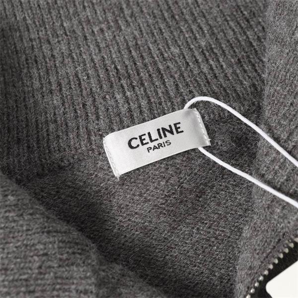 上質グレー セリーヌ コピー CELINE 2025秋冬 ハーフジップ カシミアニット 季節限定モデル