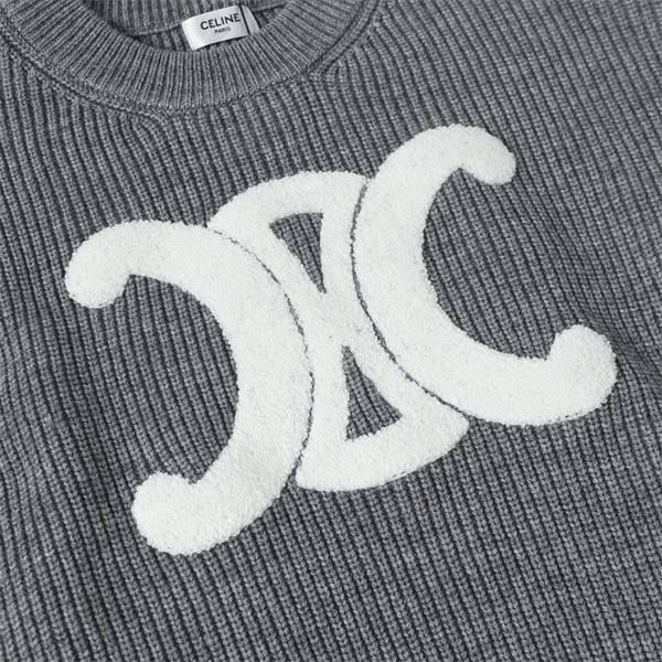 CELINE セリーヌ コピー 最新コレクション ネイビー ホワイト トリオンフロゴ ニット セーター