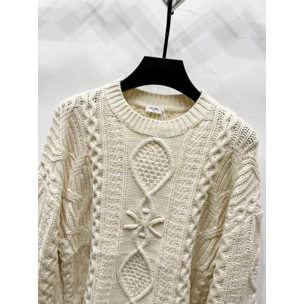 エレガントアイボリー セリーヌ スーパーコピー CELINE 2025秋冬 ケーブルニット セーター