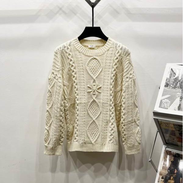 エレガントアイボリー セリーヌ スーパーコピー CELINE 2025秋冬 ケーブルニット セーター