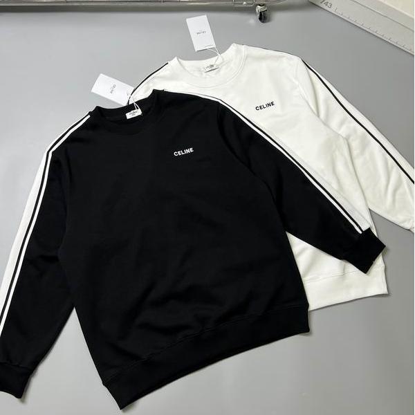 セリーヌ CELINE コピー 2025秋冬新作 ブラック ホワイト サイドライン スウェット トレーナー