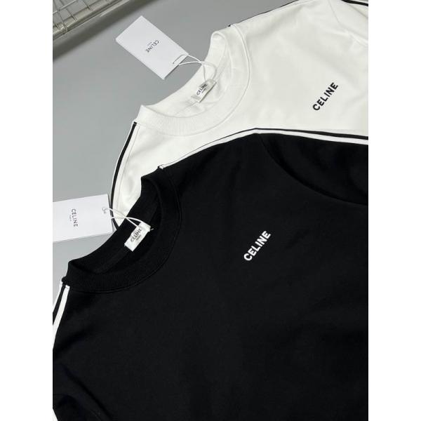セリーヌ CELINE コピー 2025秋冬新作 ブラック ホワイト サイドライン スウェット トレーナー
