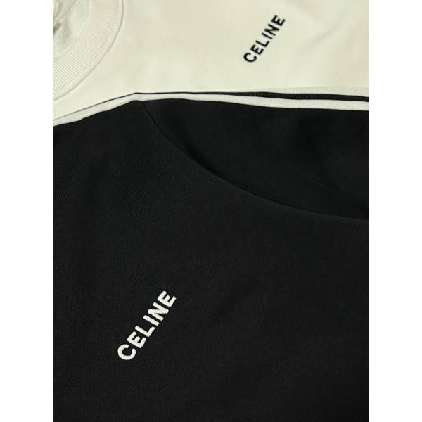 セリーヌ CELINE コピー 2025秋冬新作 ブラック ホワイト サイドライン スウェット トレーナー
