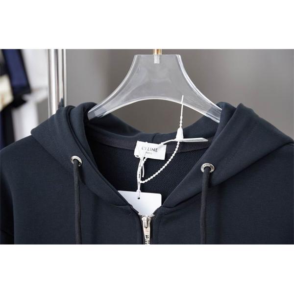 CELINE セリーヌ スーパーコピー 2025秋冬新作 ホワイト モノグラムCロゴ フーディ ジップパーカー