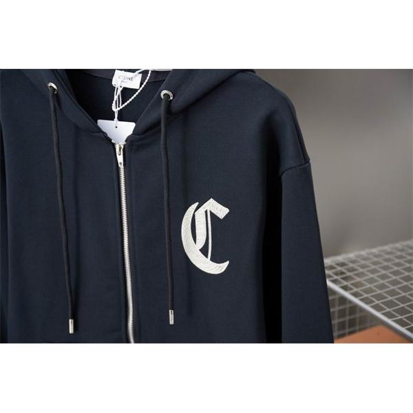 CELINE セリーヌ スーパーコピー 2025秋冬新作 ホワイト モノグラムCロゴ フーディ ジップパーカー