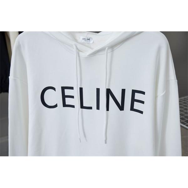 セリーヌ 偽物 CELINE 最新コレクション ネイビーロゴ フーディ スウェット パーカー 季節限定モデル