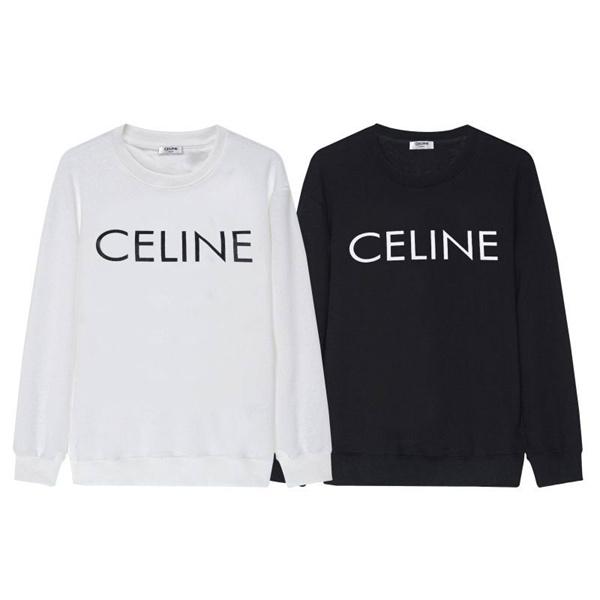 CELINE セリーヌ コピー 2025秋冬新作 ブラック＆ホワイト ベーシックロゴ スウェット トレーナー