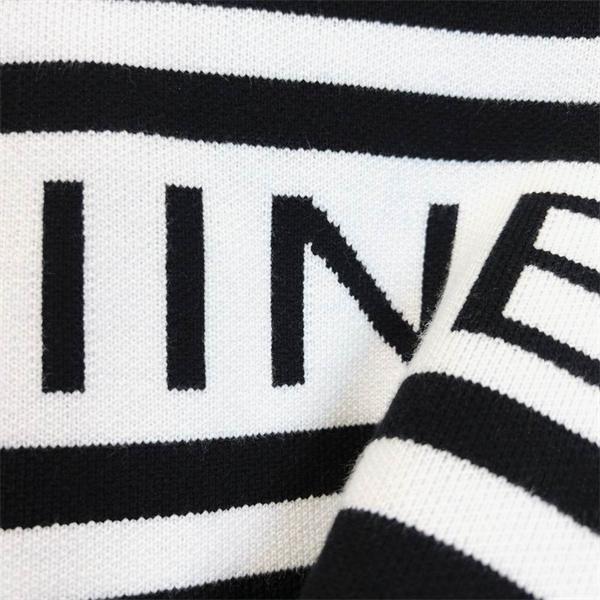 CELINE セリーヌ 偽物 2025秋冬 ブラック×ホワイト ボーダーロゴ ニット セーター 人気急上昇アイテム
