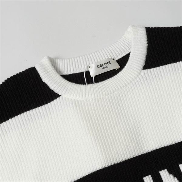 2025秋冬新作 ブラック ホワイトライン ロゴニット セリーヌ CELINE スーパーコピー セーター