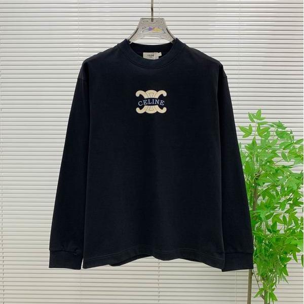 シックで都会的な印象 セリーヌ CELINE コピー 2025秋冬 トリオンフロゴ刺繍入り ブラック パーカー