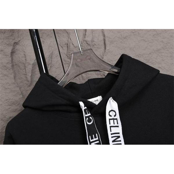 シンプルで洗練されたデザインの セリーヌ CELINE コピー 最新コレクション ブラック フーディ パーカー