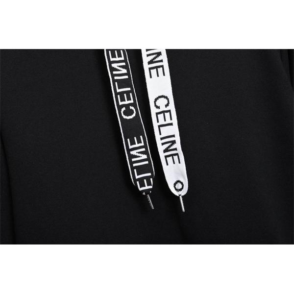 シンプルで洗練されたデザインの セリーヌ CELINE コピー 最新コレクション ブラック フーディ パーカー