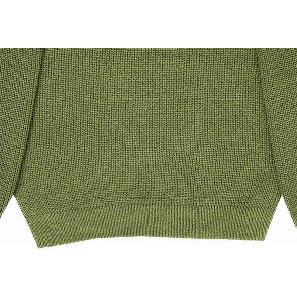 セリーヌ CELINE スーパーコピー柔らかな風合いが魅力の カーキ ロゴ刺繍 クルーネック ニット セーター