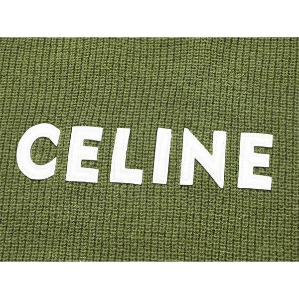 セリーヌ CELINE スーパーコピー柔らかな風合いが魅力の カーキ ロゴ刺繍 クルーネック ニット セーター