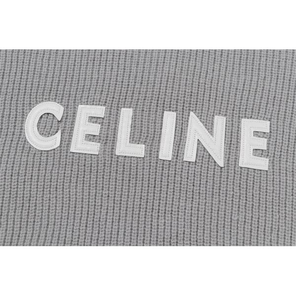 セリーヌ CELINE 偽物 上品で柔らかな 2025秋冬新作 グレー ロゴ刺繍 クルーネック ニット セーター