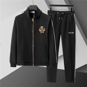 最新コレクション セリーヌ CELINE コピー 2025秋冬新作 ブラック ゴールド刺繍 ロゴ ジャージ セットアップ