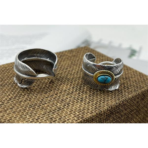 新作2025人気GORO’Sゴローズ指輪コピーシルバー925 フェザーリング ターコイズ付き ゴールドアクセント通販ショッピング
