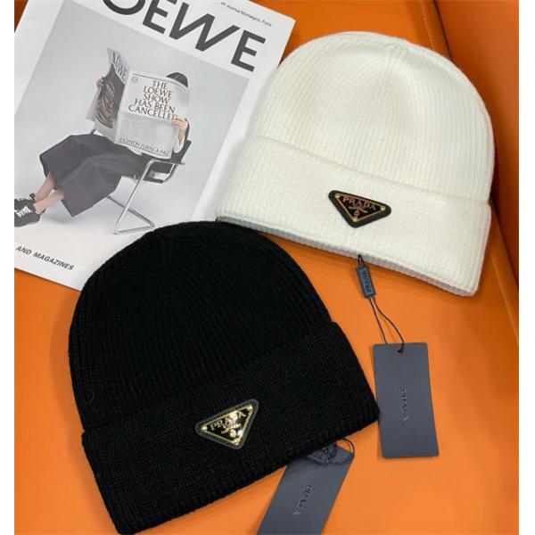 値下げ！2025秋冬プラダニット帽コピーふわふわな感触__ブ...