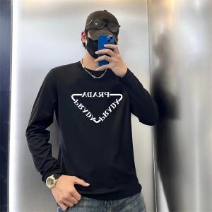 PRADA スーパーコピー 長袖Tシャツ 大胆 クール ストリート ブラック かっこいい プラダ