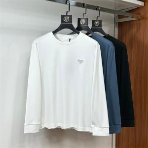 PRADA 偽物 長袖Tシャツ ベーシック スタイリッシュ クラシック トライアングル プラダ