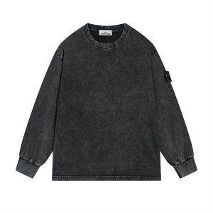 ストーンアイランド 偽物 スウェット ヴィンテージ加工 クルーネック ブラック STONE ISLAND