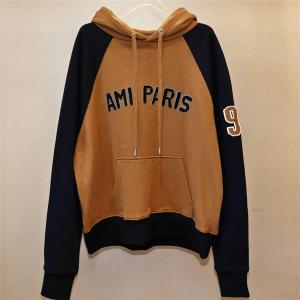 AMI PARIS 偽物 スタイリッシュ 人気 パーカー バイカラー フード付き スウェット アミパリス