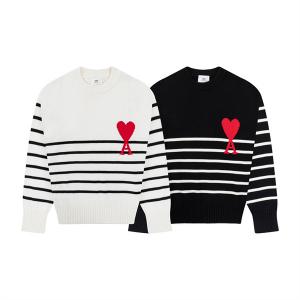 アミパリス 偽物 上品 人気 ボーダー セーター ハートロゴ ニット 売れ筋 AMI PARIS