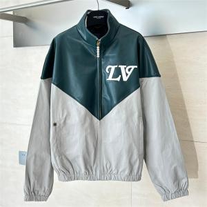 ルイヴィトン 偽物 シック 洗練 グリーン×グレー スタンドカラー ジャケット LOUIS VUITTON