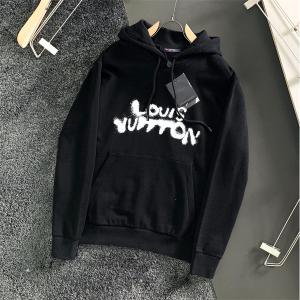 LOUIS VUITTON 偽物 フーディー クール モード ブラック ロゴデザイン パーカー ルイヴィトン