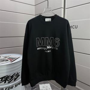 Maison Margiela コピー パーカー MM6 ロゴ 反転デザイン ブラック メゾンマルジェラ