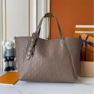 LOUIS VUITTON コピー トートバッグ エンボス モノグラム レザー グレージュ ルイヴィトン
