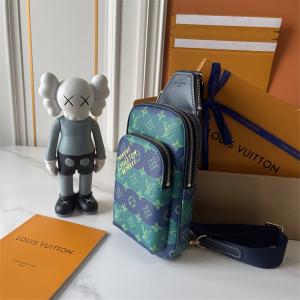 LOUIS VUITTON 偽物 個性 高級 ブルーグリーン モノグラム スリングバッグ ルイヴィトン