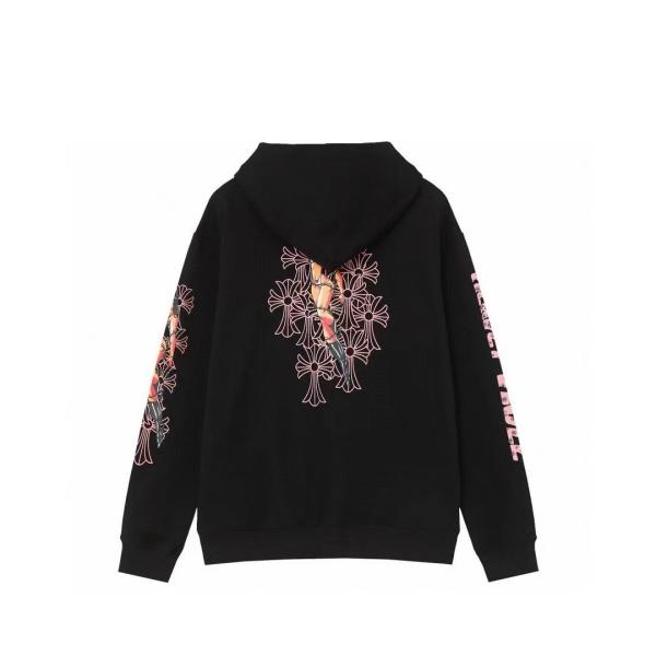 クロムハーツ コピー ジップパーカー クール ピンクロゴ クロスデザイン 人気 CHROME HEARTS