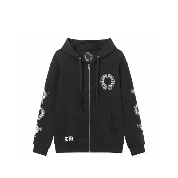 CHROME HEARTS 偽物 ジップパーカー 定番 スタイリッシュ ホワイトロゴ クラシック クロムハーツ