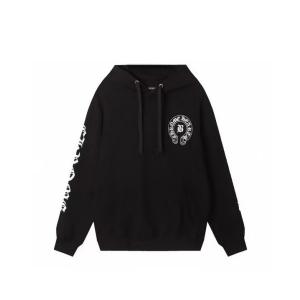 クロムハーツ 偽物 パーカー 定番 クラシック ホースシュー ロゴ ブラックホワイト CHROME HEARTS