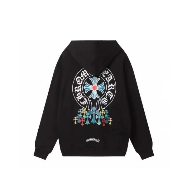 CHROME HEARTS コピー パーカー 新作 可愛い カラフル フラワーロゴ ブラック クロムハーツ