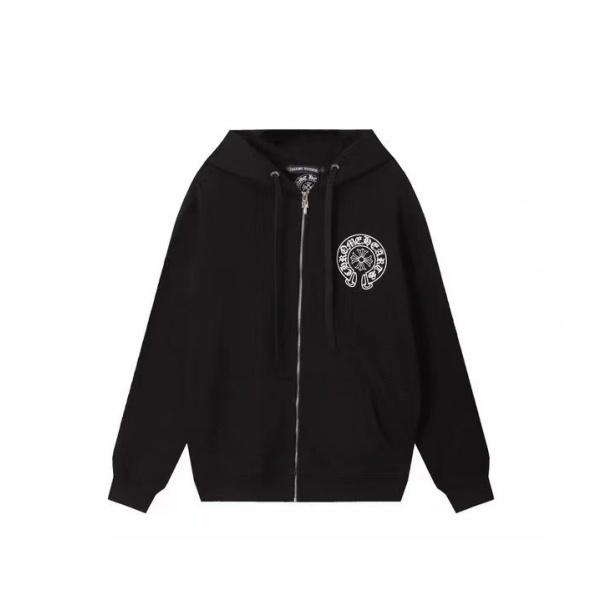 クロムハーツ コピー ジップパーカー 人気 シンプル クラシック ホースシュー ロゴ CHROME HEARTS