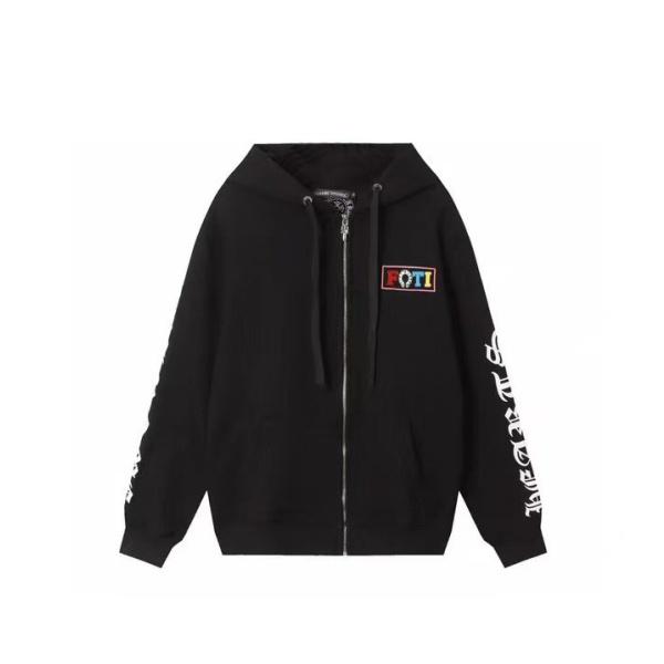 クロムハーツ コピー ジップパーカー 話題 カラーロゴ FOTI デザイン ブラック CHROME HEARTS