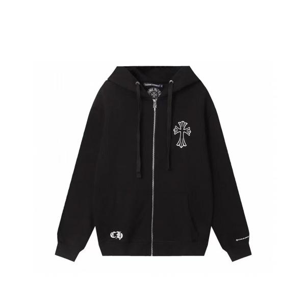 CHROME HEARTS スーパーコピー ジップパーカー 新作 クラシック クロスロゴ モノトーン クロムハーツ