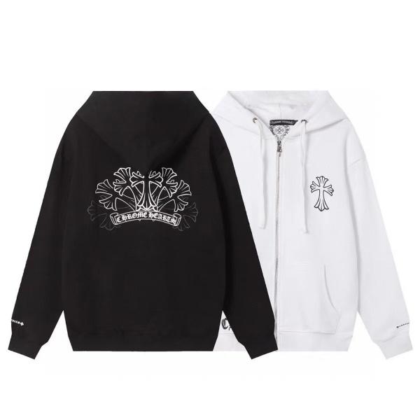 CHROME HEARTS スーパーコピー ジップパーカー 新作 クラシック クロスロゴ モノトーン クロムハーツ