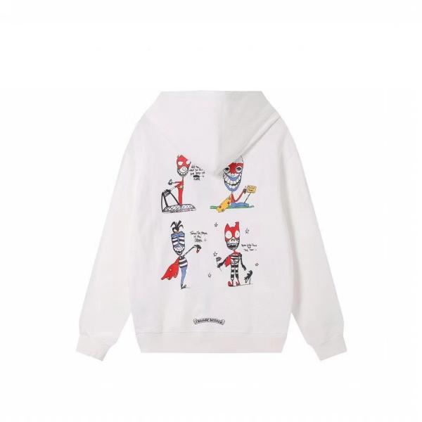 クロムハーツ スーパーコピー パーカー 可愛い 限定 キャラクター イラスト ホワイト CHROME HEARTS