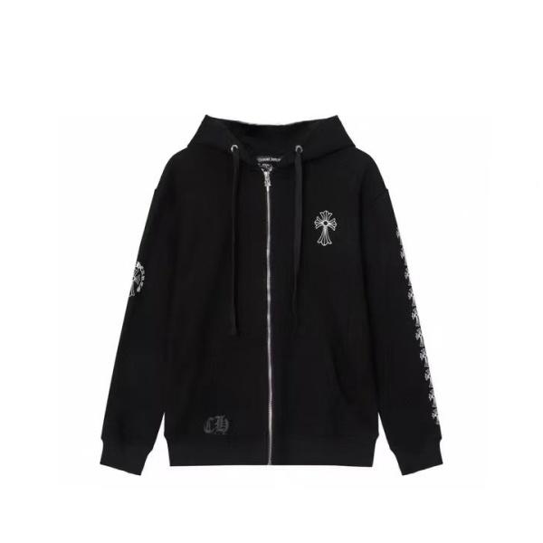 CHROME HEARTS コピー ジップパーカー 注目 シンプル クロスロゴ ホワイト ブラック クロムハーツ