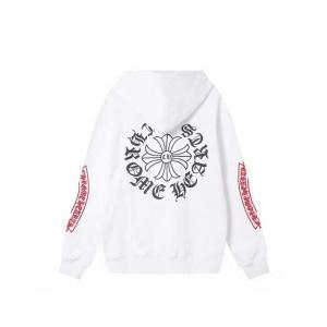 クロムハーツ 偽物 パーカー スタイリッシュ レッドスリーブ クロスロゴ ブラックホワイト CHROME HEARTS