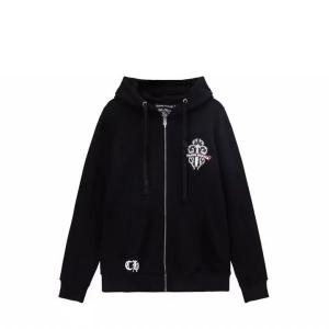 クロムハーツ 偽物 ジップパーカー 魅惑 印象的 クロスハート ロゴデザイン ブラック CHROME HEARTS