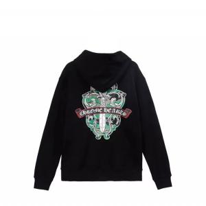 クロムハーツ 偽物 ジップパーカー 魅惑 印象的 クロスハート ロゴデザイン ブラック CHROME HEARTS