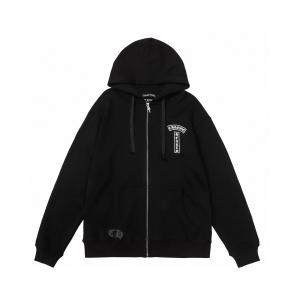 クロムハーツ スーパーコピー ジップパーカー 高雅 シンプル ゴシックロゴ ブラック CHROME HEARTS