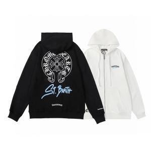CHROME HEARTS 偽物 ジップパーカー 独創 洗練 St.Barth デザイン ブラックホワイト クロムハーツ